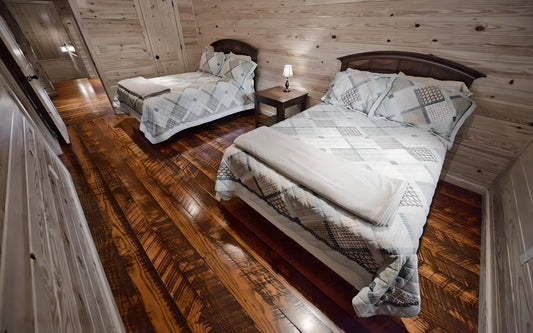 rustic oak flooring with circle saw blade marks