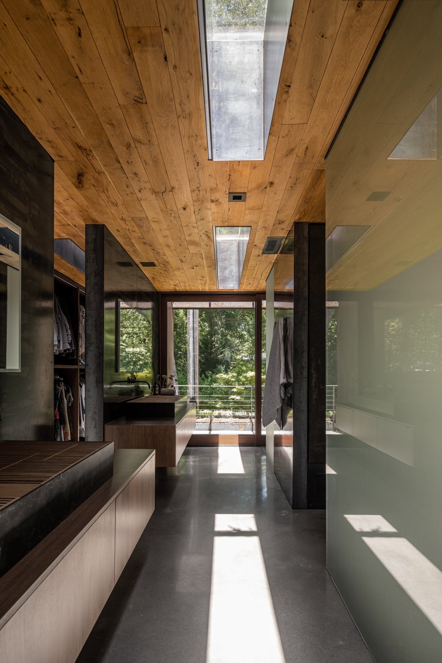 A home in Dallas, TX designed by Wernerfield Architects with Texas Post Oak paneling on the ceiling.