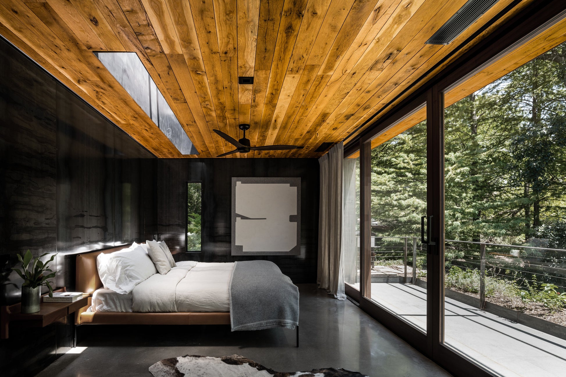 A home in Dallas, TX designed by Wernerfield Architects with Texas Post Oak paneling on the ceiling.